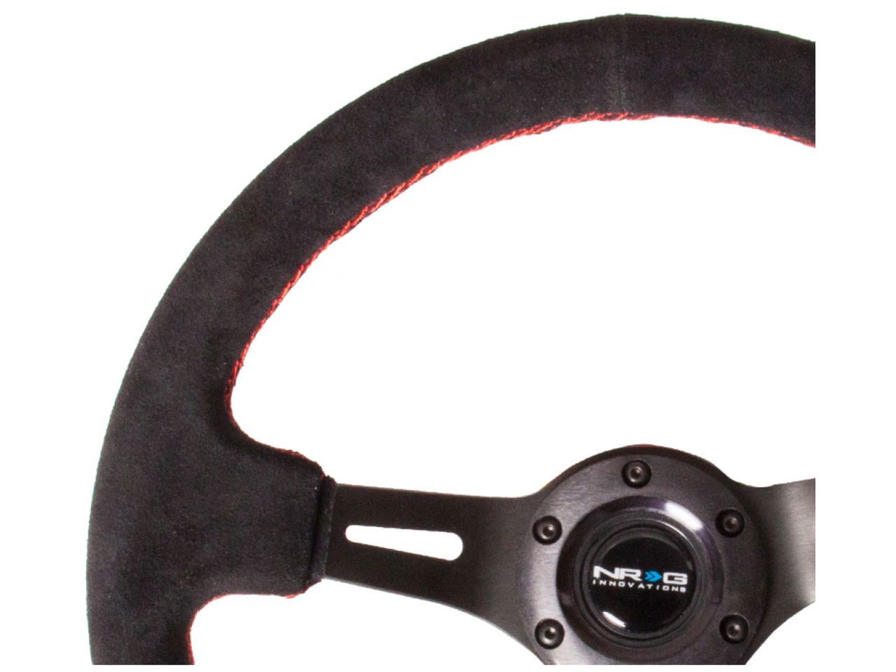 NRG Black Suede Steering Wheel (3" Deep), 350mm, 3 Spoke Center