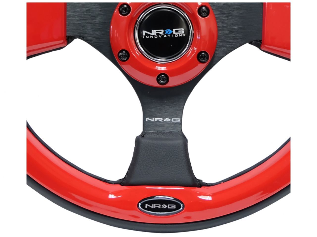 NRG Reinforced Steering Wheel- 320mm Sport Steering Wheel w/ Red Trim
