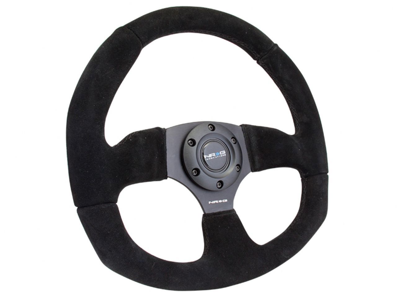 NRG Reinforced Steering Wheel-Suede Leather Steering Wheel w/ Black Stitch