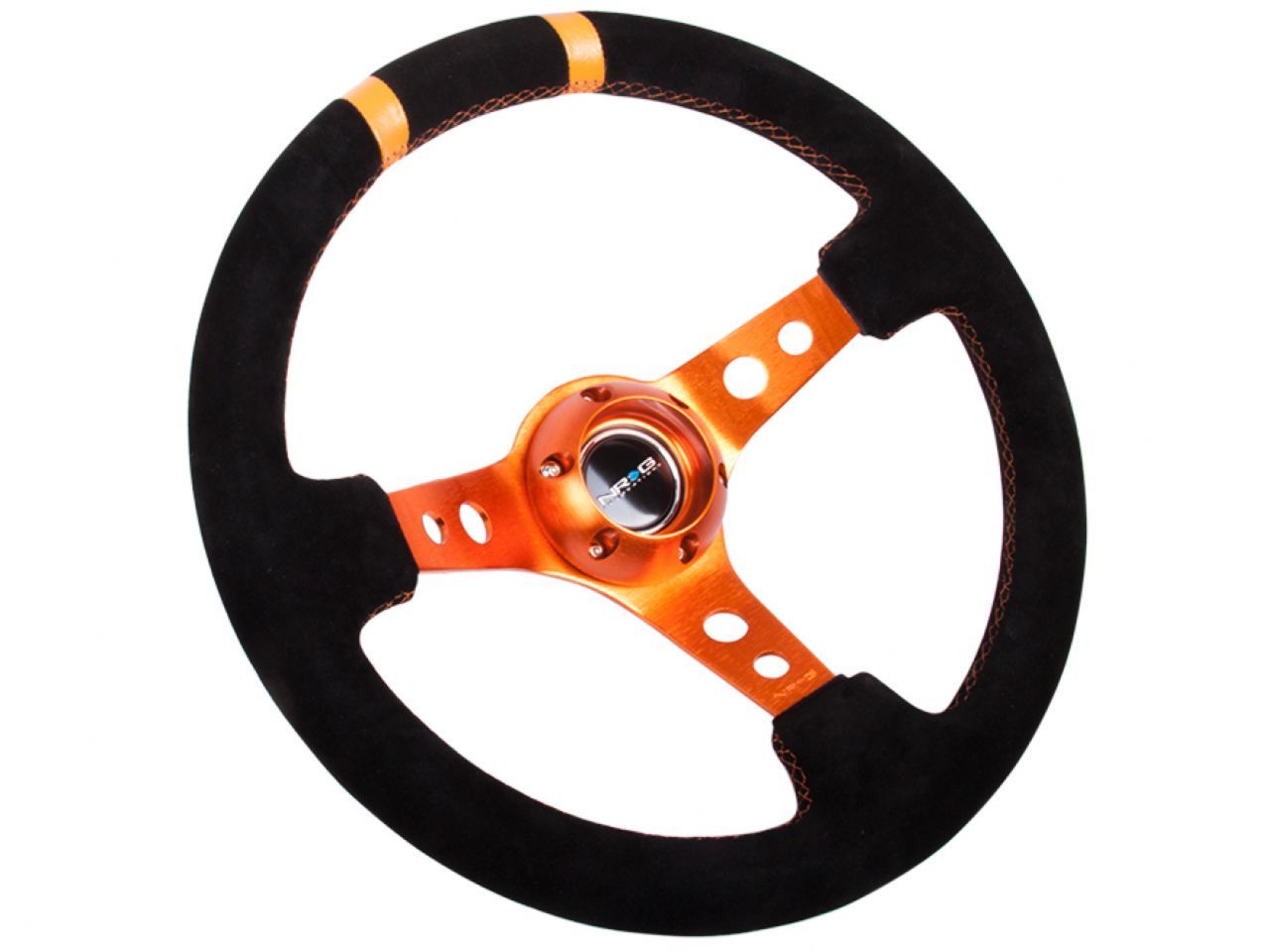 NRG Reinforced Steering Wheel- 350mm Suede Sport Steering Wheel (3" Deep)