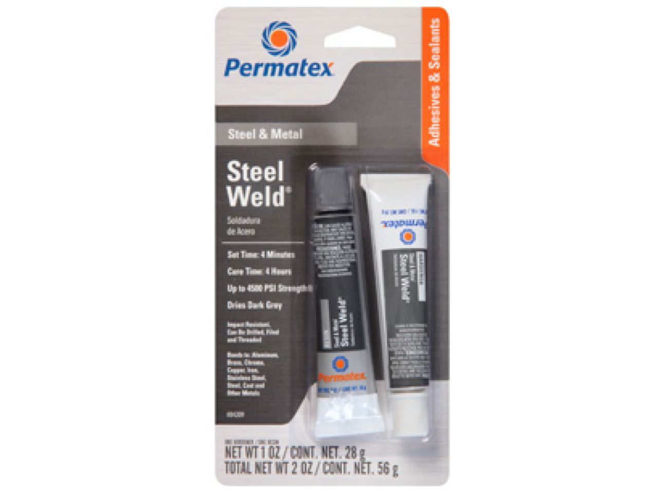 Permatex PERMAPOXY 4 Minute Multi-Metal Epoxy -- Grey, .84 fl oz dual