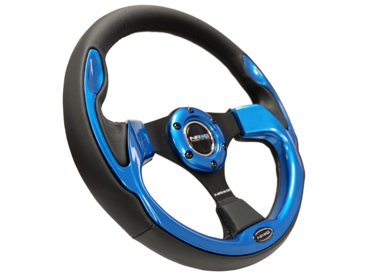 NRG Reinforced Steering Wheel- 320mm Sport Steering Wheel w/ Blue Trim