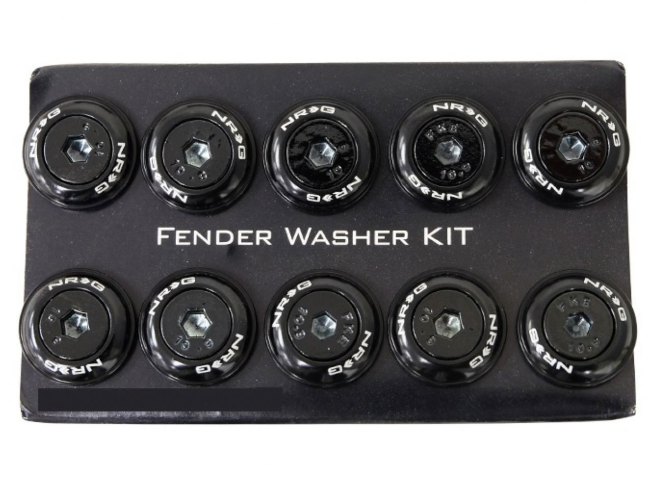 NRG Fender Washer Kit, Set of 10, Black w/ Color Matched Bolts, Rivets