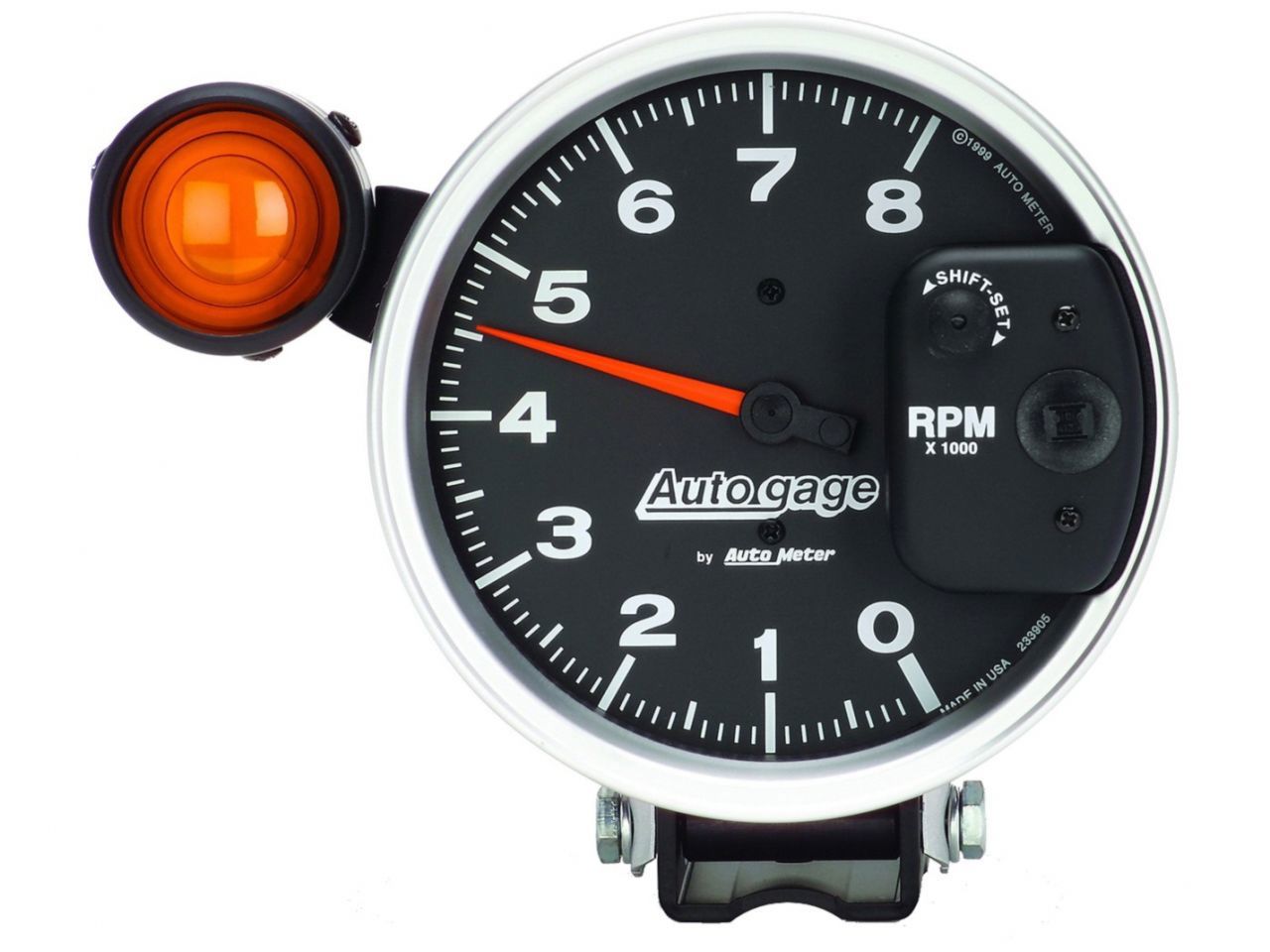 Autometer 5" Tachometer Gauge, 8K RPM, Pedestal W/ Ext. Shift-Lite, Black