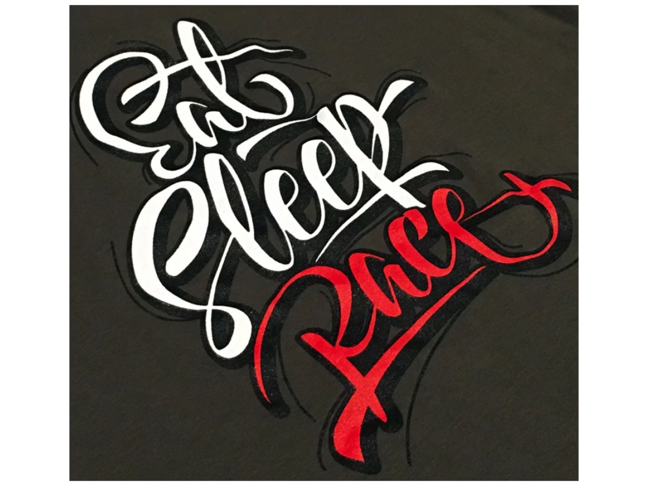 Eat Sleep Race Olive/Red Ladies Script Shirt