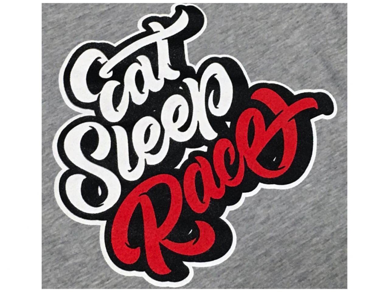 Eat Sleep Race Grey/Red Ladies Retro Script Shirt