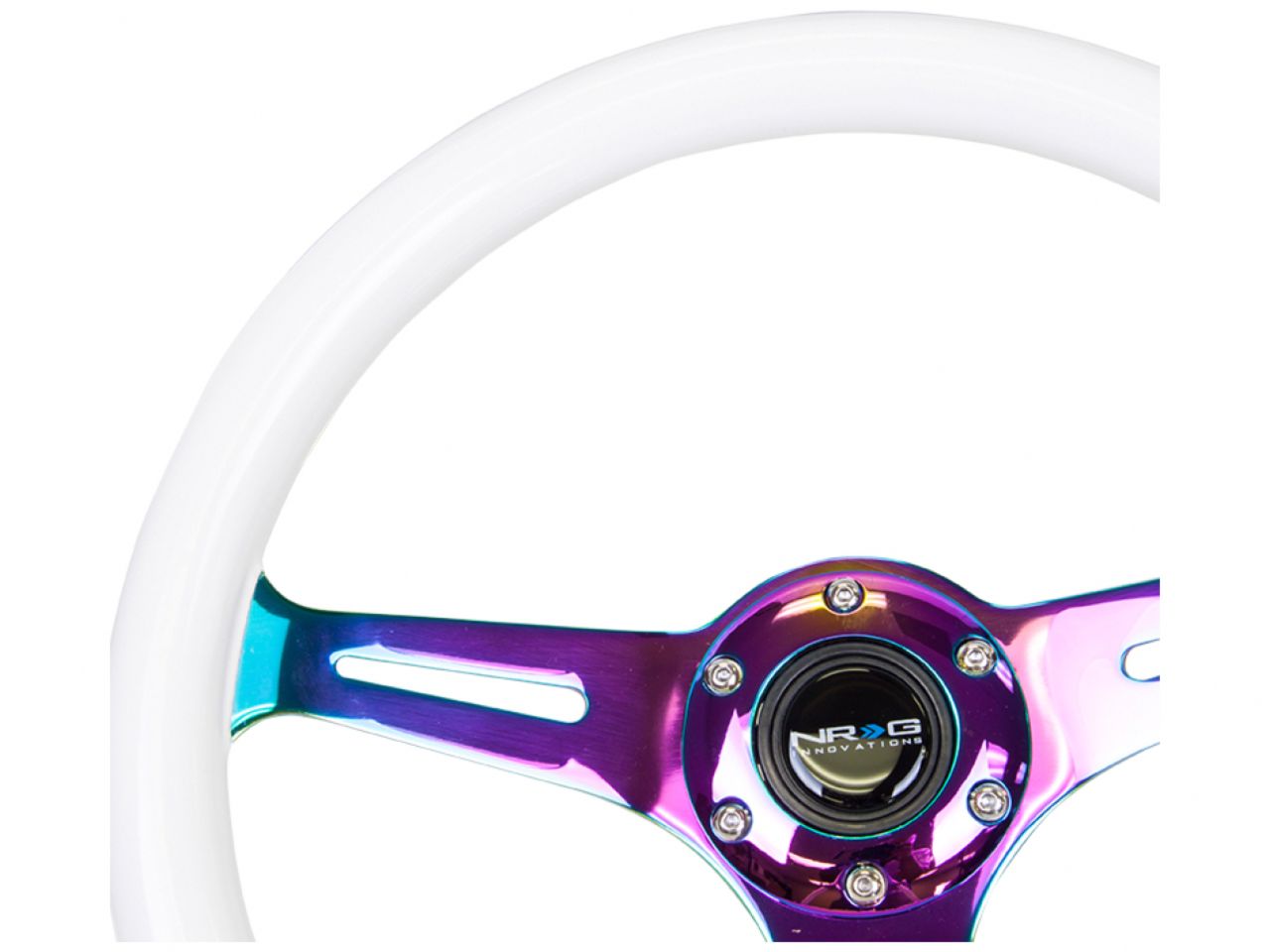 NRG Classic Wood Grain Wheel - 350mm 3 Neochrome Spokes - Glow-in-the-dark