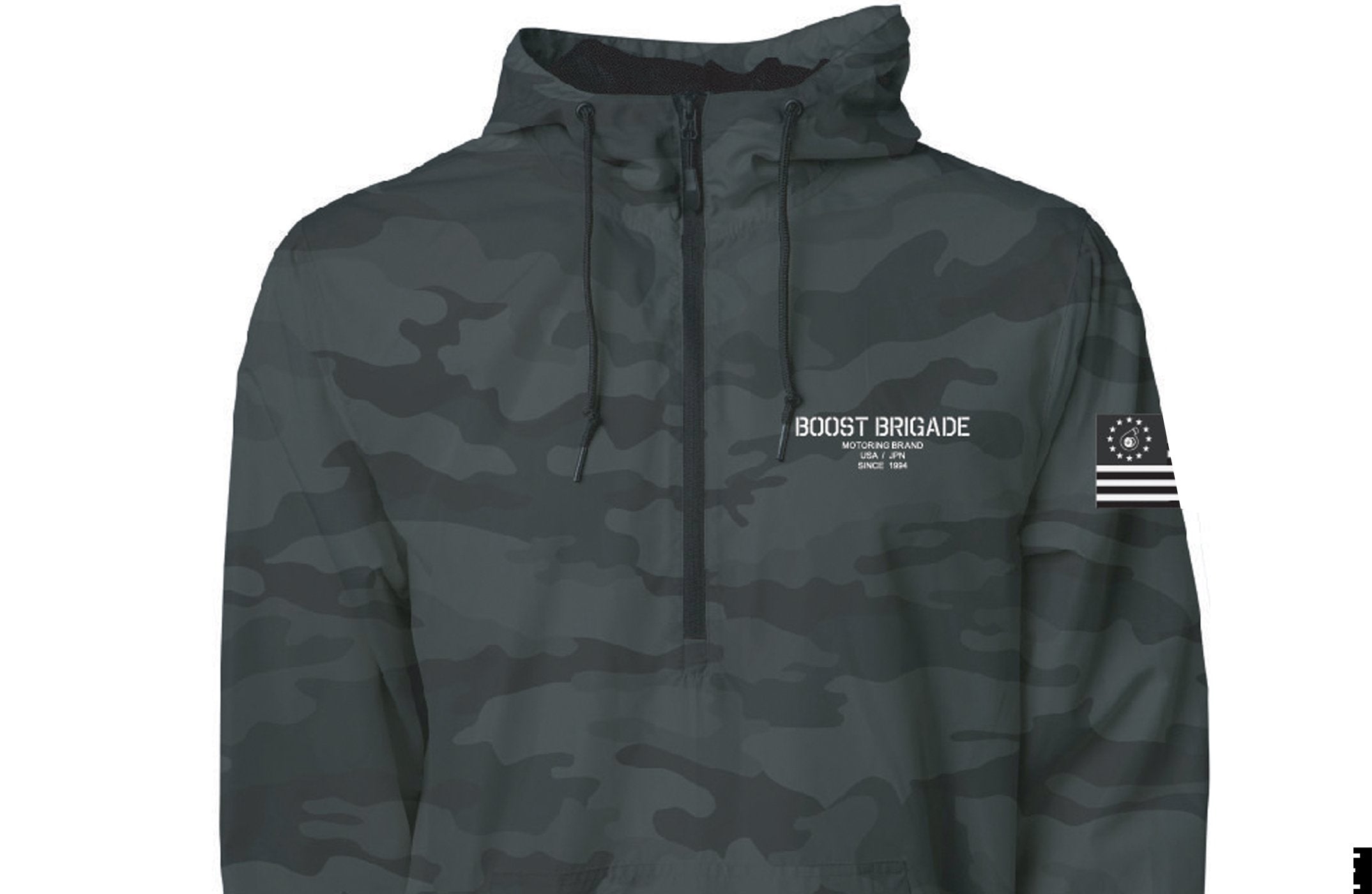 Boost Brigade Boost Brigade Motoring Stencil 1/4 Zip Jacket - Black Camo