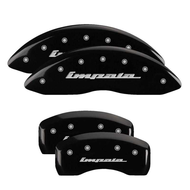 MGP 4 Caliper Covers Engraved Front & Rear Impala Black finish silver ch 14006SIMPBK Main Image