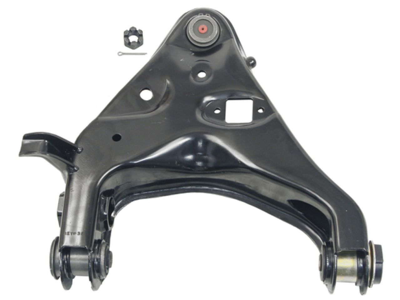 Moog Control Arm, Replacement, Steel, Black, Front Lower Passenger Side,