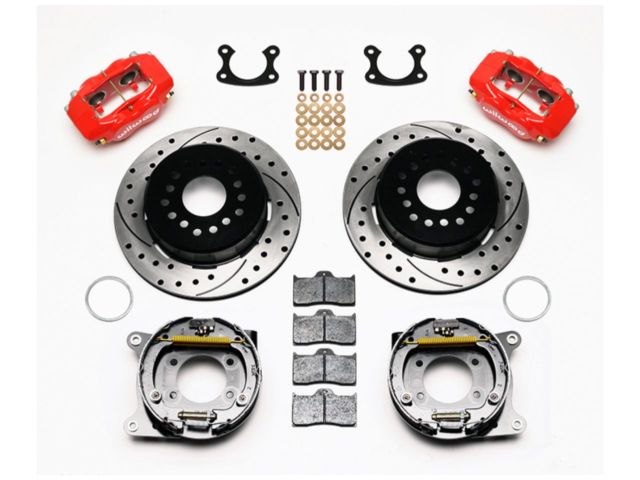 Wilwood FDL P/S Park Brake Kit, Drilled, Red, Small Ford 2.66" Offset