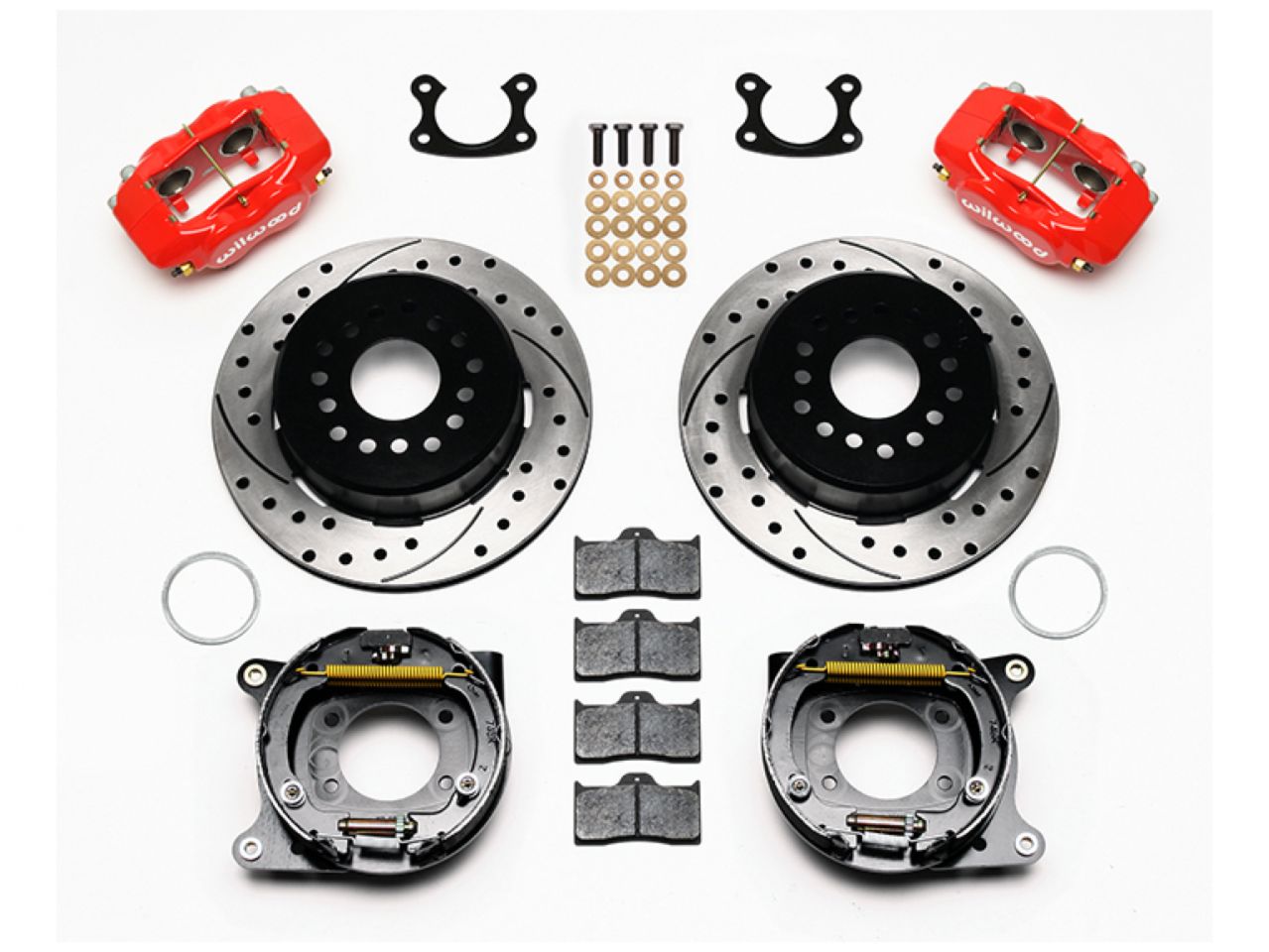 Wilwood FDL P/S Park Brake Kit, Drill-Red, Small Ford 2.50" Offset