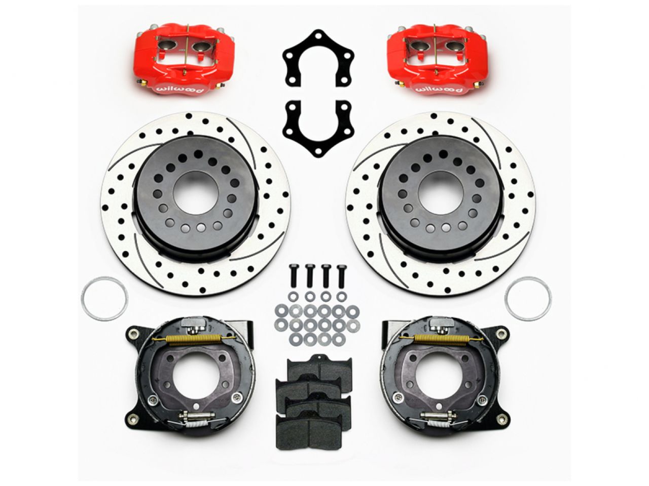 Wilwood FDL P/S P-BKit, Drilled-Red, Mopar/Dana 2.36" Off, w/Snap Ring