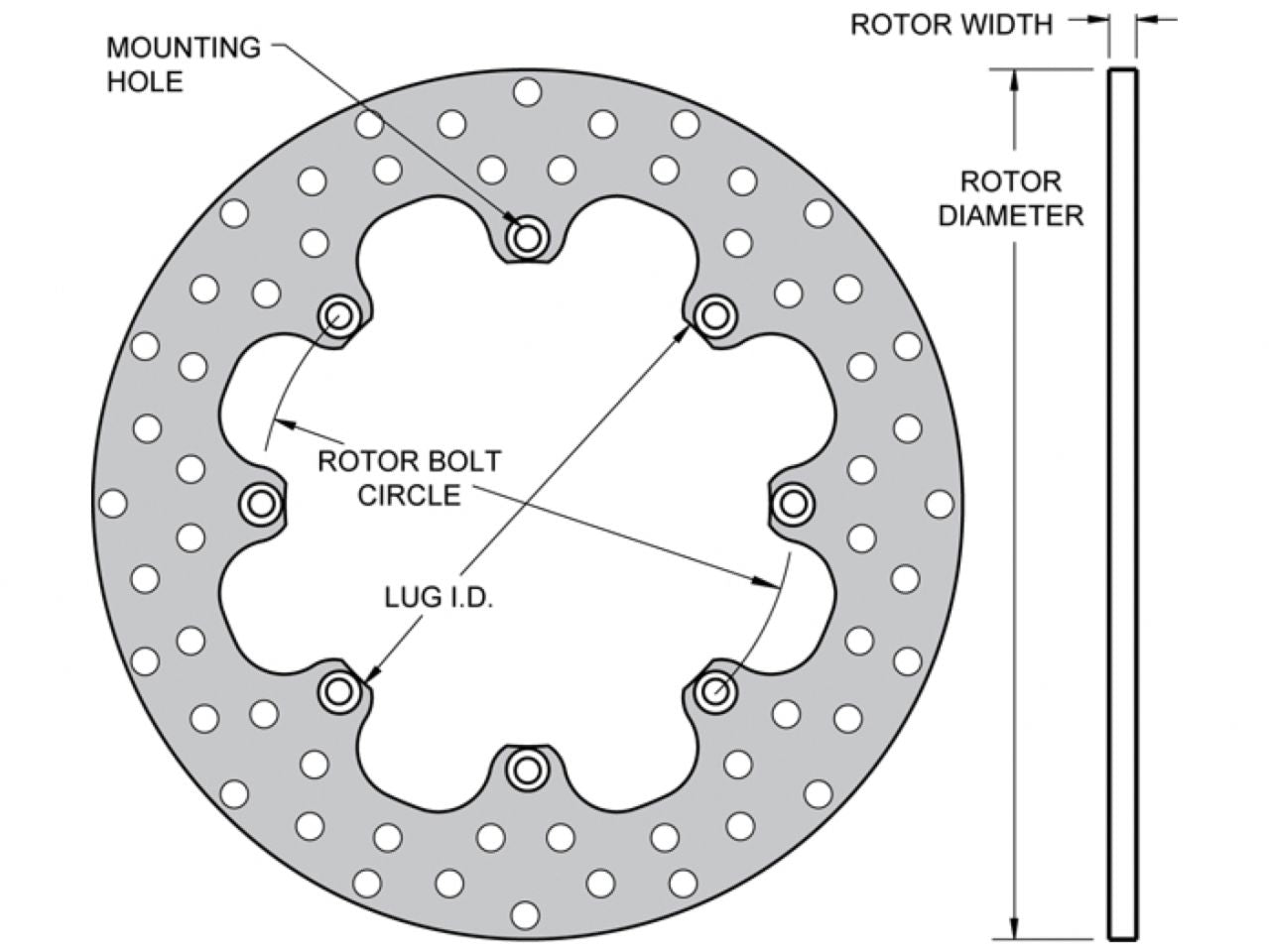 Wilwood Rotor-Steel-Front Drag-Drilled, 11.75 x .350 - 8 on 7.00"