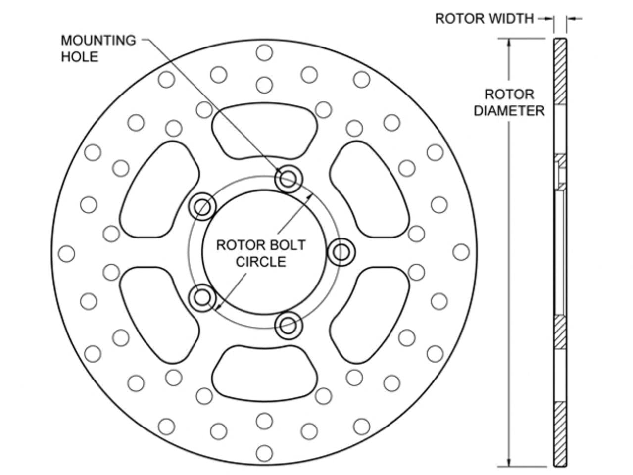 Wilwood Rotor-Steel, Front Drag-Drilled, 10.00 x .320 - 5 on 3.88"