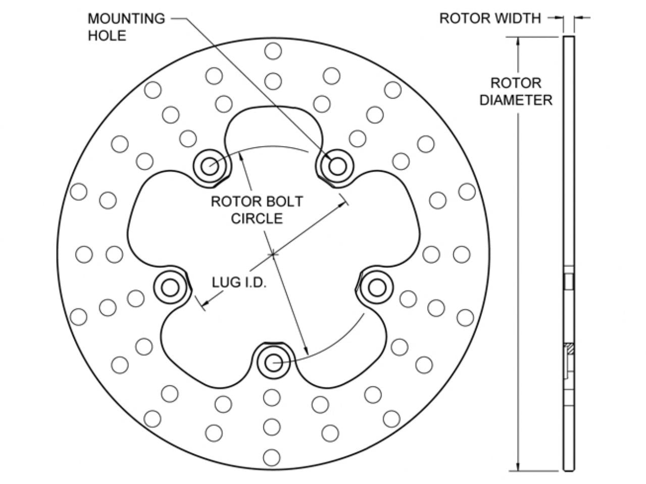 Wilwood Rotor-Steel-Front Drag-Drilled, 10.00 x 2.50 - 5 on 5.00"