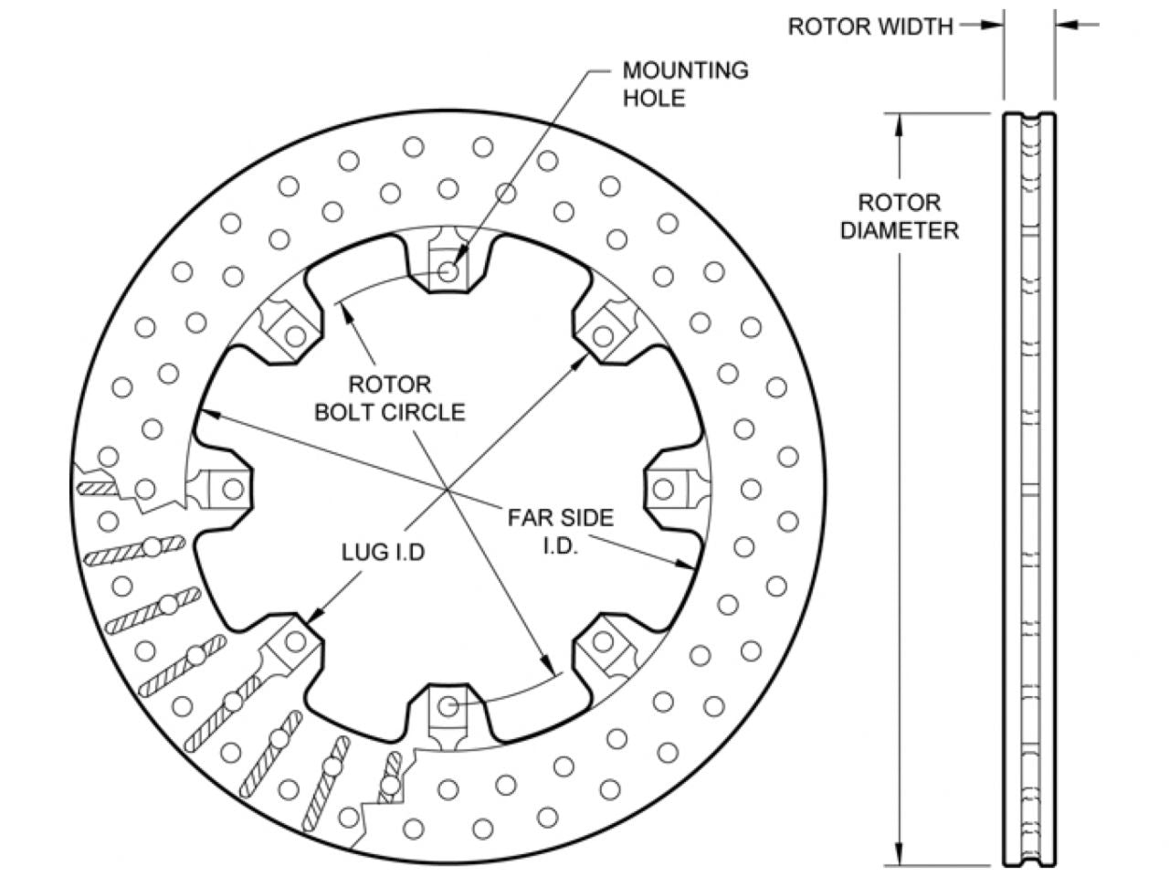 Wilwood Rotor-UL32 Vented Iron-Drilled, 11.75 x 1.25 - 8 on 7.00"