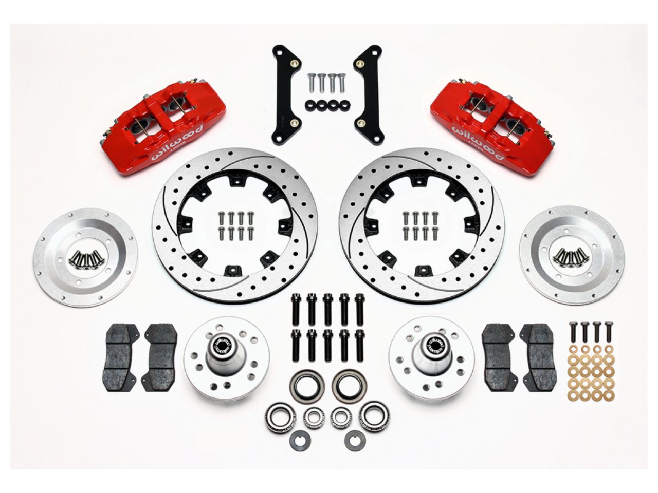 Wilwood DP6A Front Hub Kit, 12.19", Drilled, Red, 70-78 Camaro