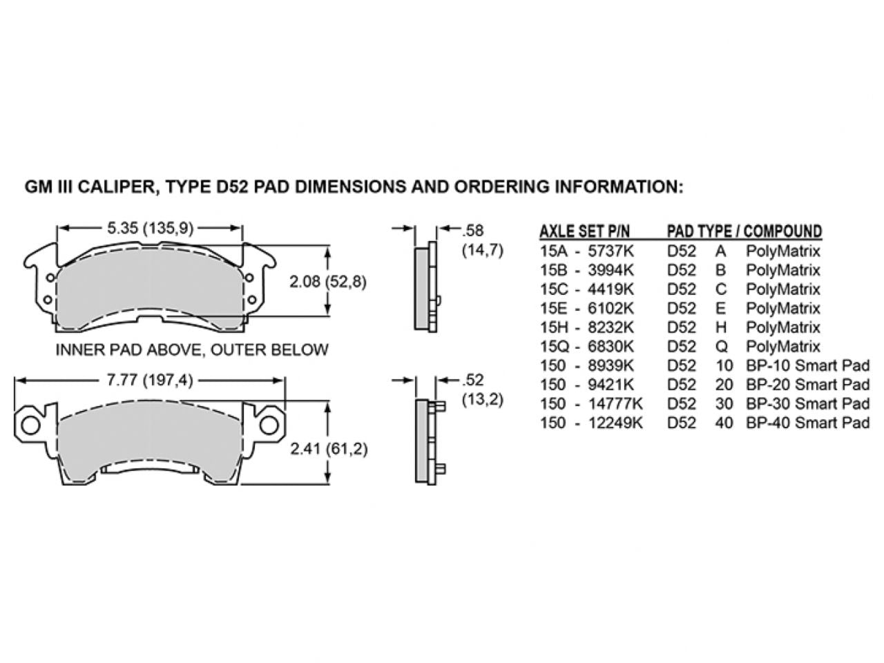 Wilwood Caliper-GM III - D52, 2.38" Piston, 1.25" Disc