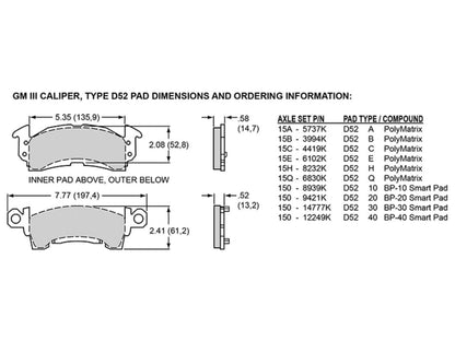 Wilwood Caliper-GM III - D52, 2.38" Piston, 1.25" Disc