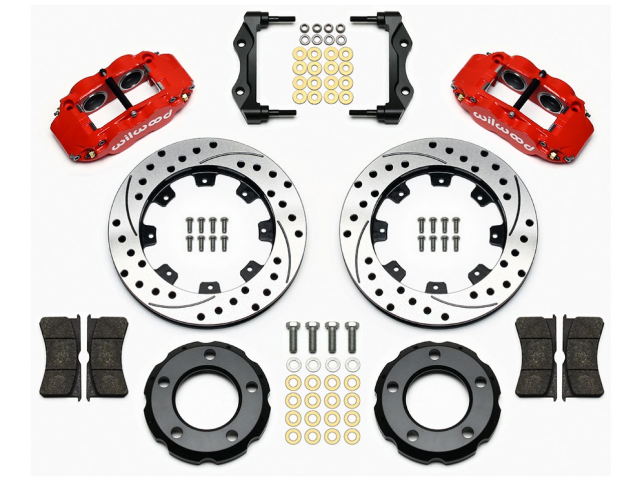 Wilwood FNSL4R Front Kit, 12.19", Drilled, Red, 82-86 Jeep CJ