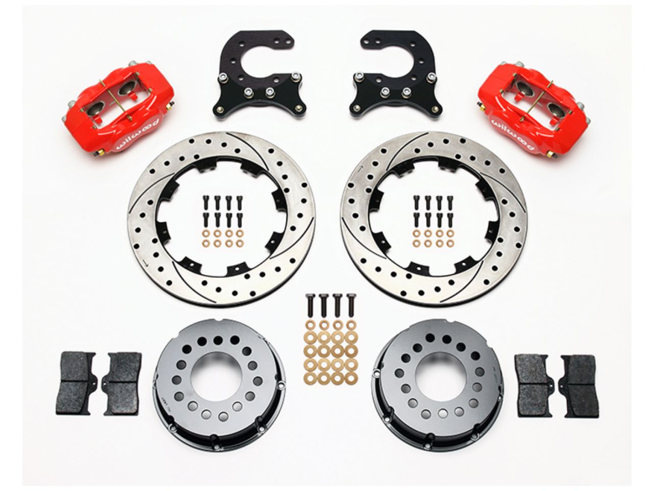 Wilwood FDL P/S Rear Kit, Drilled, Red, Chev 12 Bolt w C-Clips