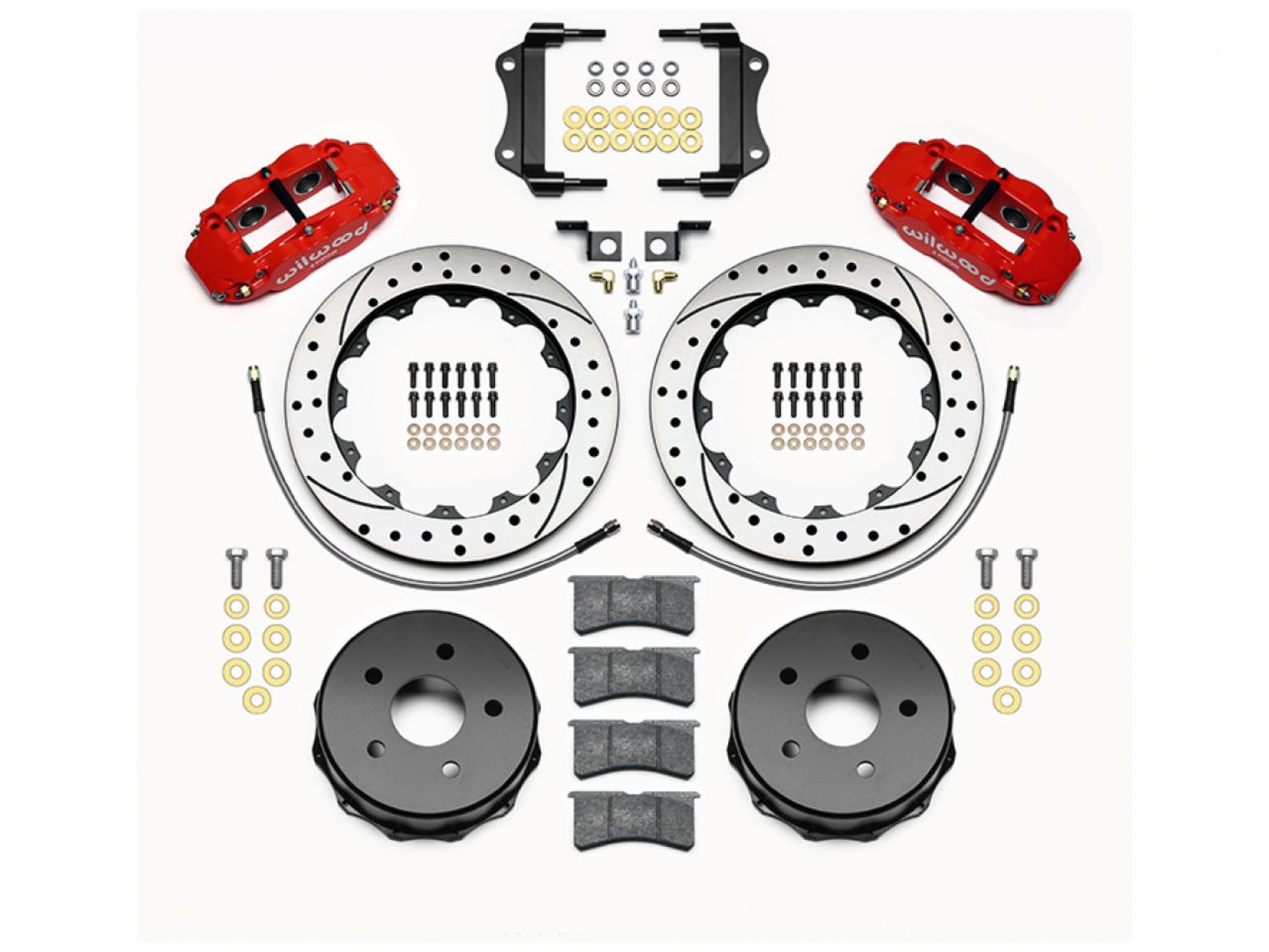 Wilwood FNSL4R Rear Kit, 12.88", Drilled, Red, 2007-up Jeep JK w/Lines