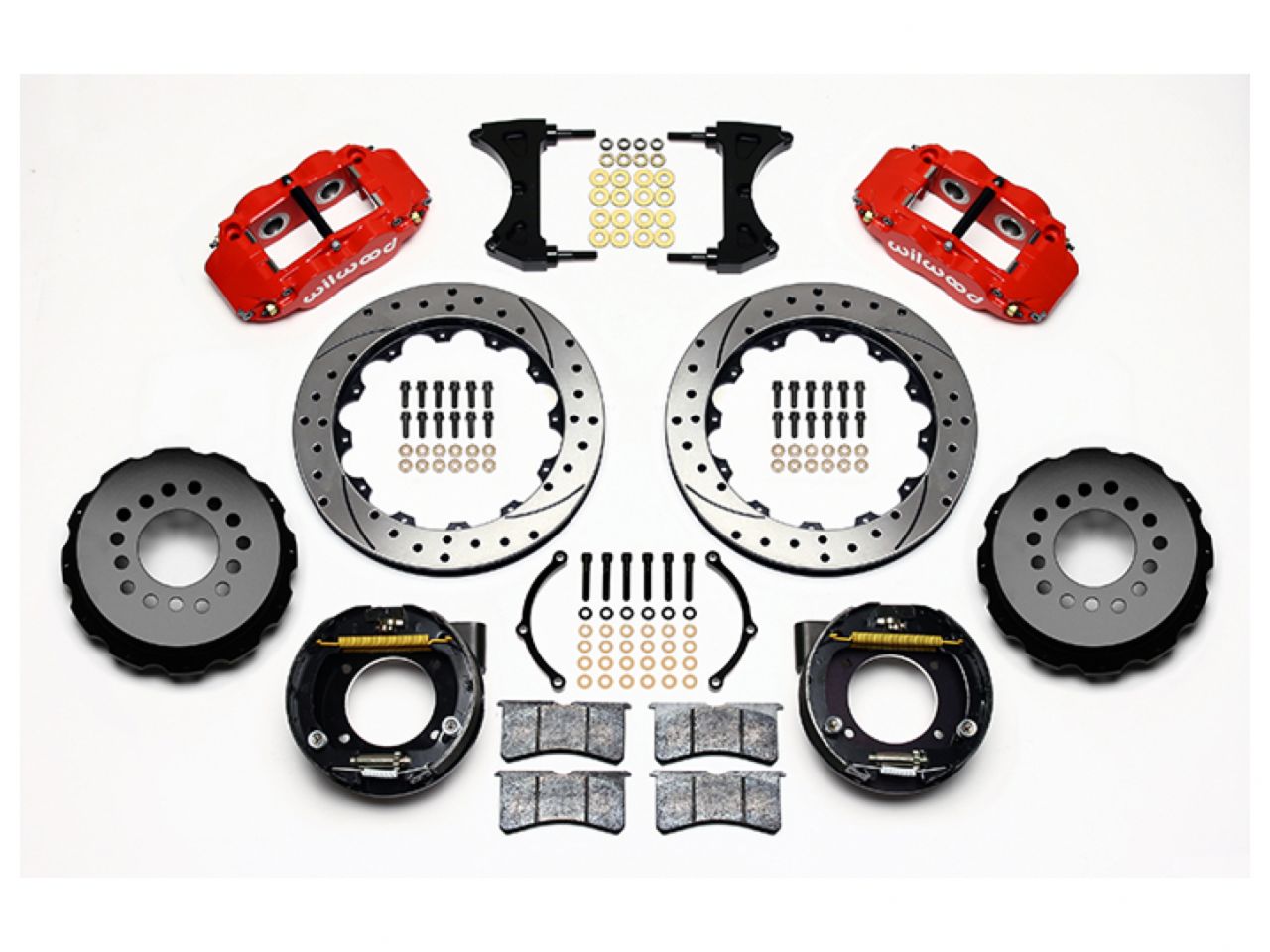 Wilwood FNSL4R Rear P-Brk Kit, 12.88", Drilled, Red, Chevy C-10, 2.42 Offset 5