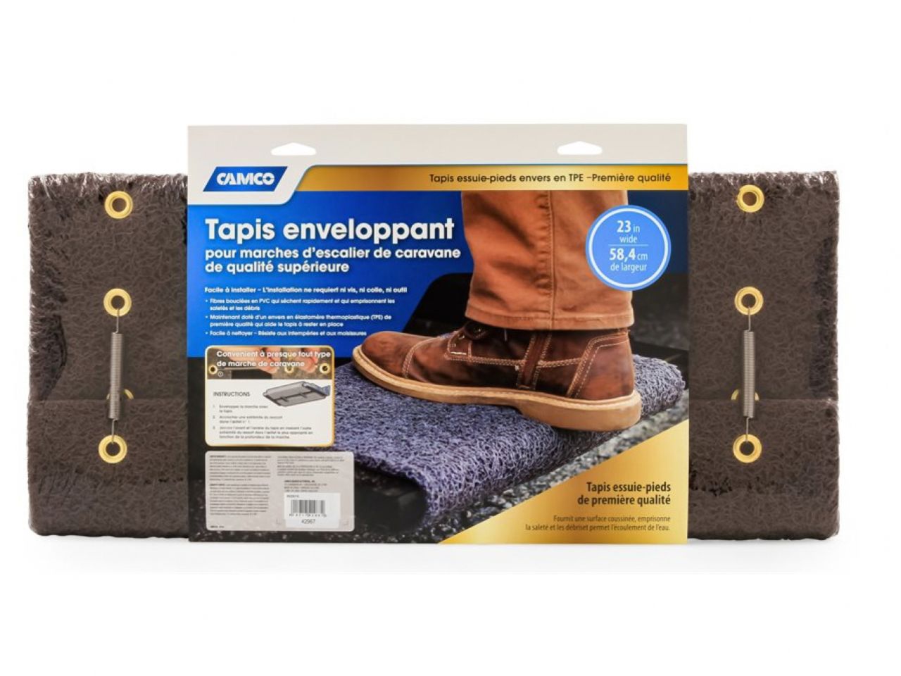 Camco Scrub Rug Premium Step Rug - w / UV&TPE Back, 22" x23",Brown