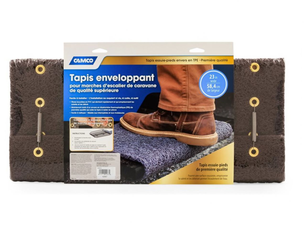 Camco Scrub Rug Premium Step Rug - w / UV&TPE Back, 17.5" x18",Brown