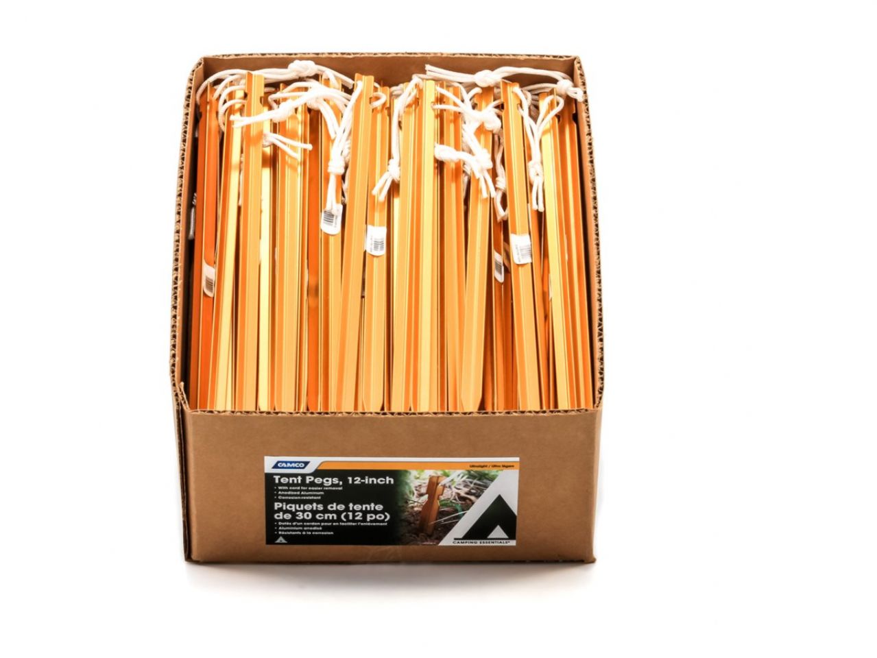 Camco Tent Stakes - Alum, 12" UltraLight, Copper (Bulk-PDQ) Bilingual