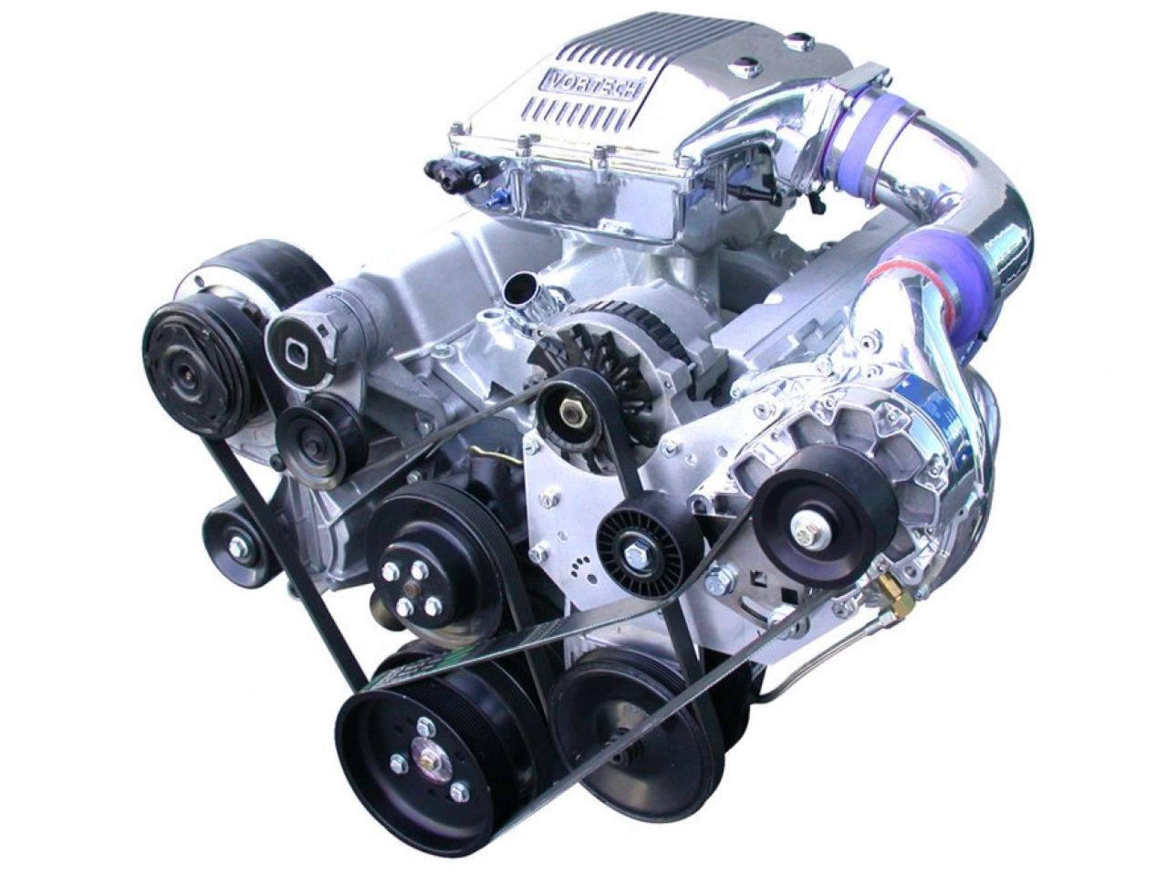 Vortech Carbureted Small Block Chevrolet Tuner Kit w/V-2 Si, Satin