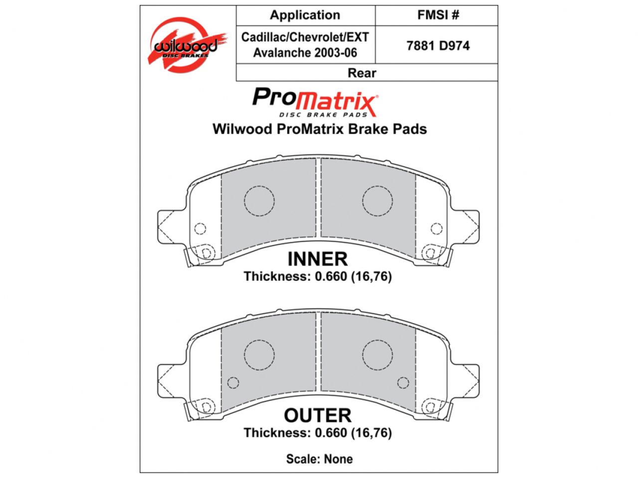 Wilwood Pad Set, Promatrix, D974