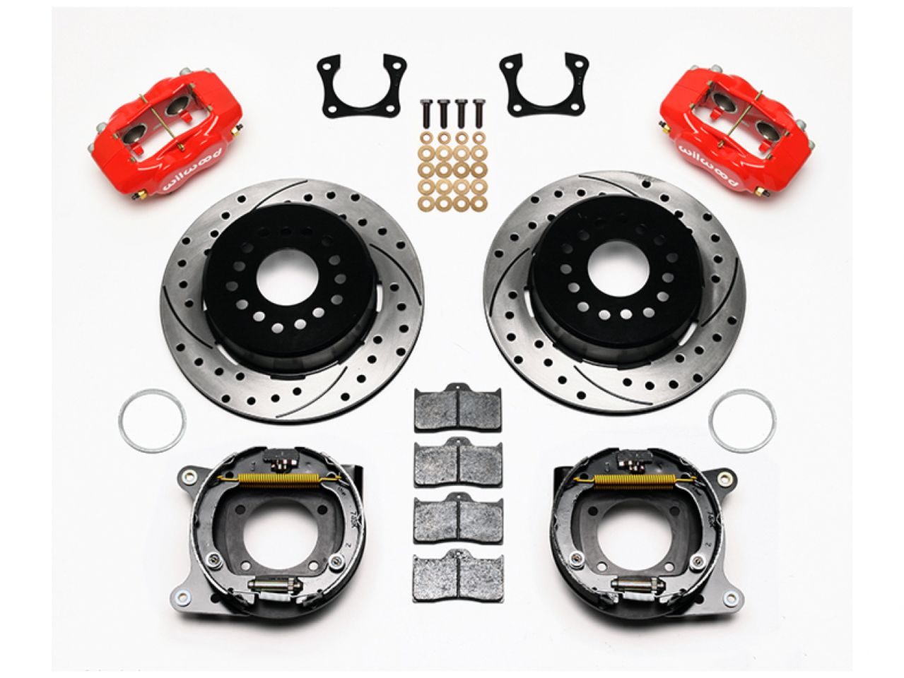 Wilwood FDL P/S Park Brake Kit,Drilled,Red 58-64 Olds/Pontiac Ends