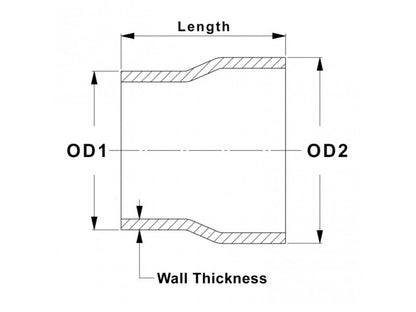 HPS 2" - 2-1/4" OD, 4" Long 6061 Aluminum Step Up Transition Joiner Reducer Tube Piping