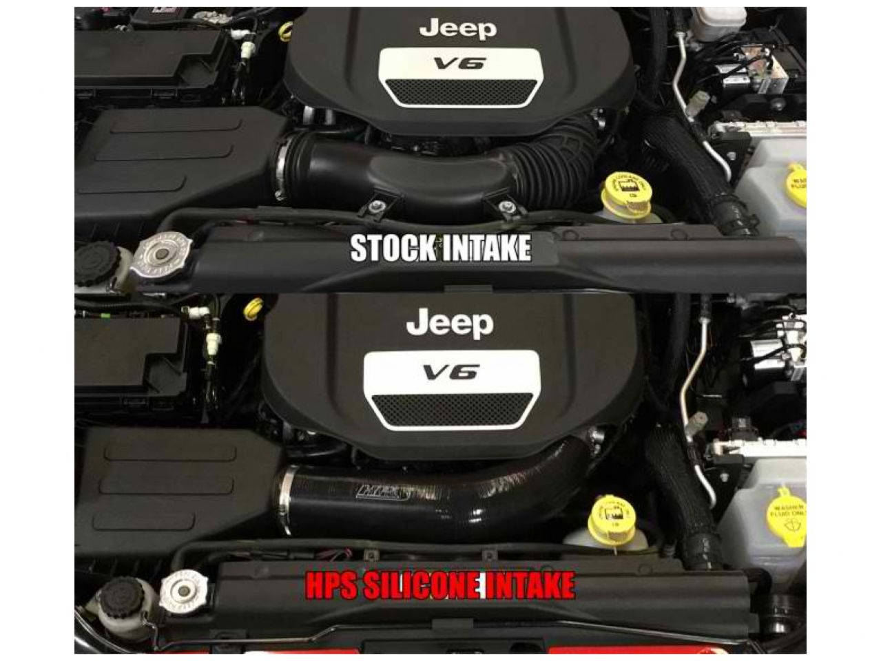 HPS Black Reinforced Silicone Post MAF Air Intake Hose Kit Jeep 12-17 Wrangler JK & Unlimited 3.6L V6