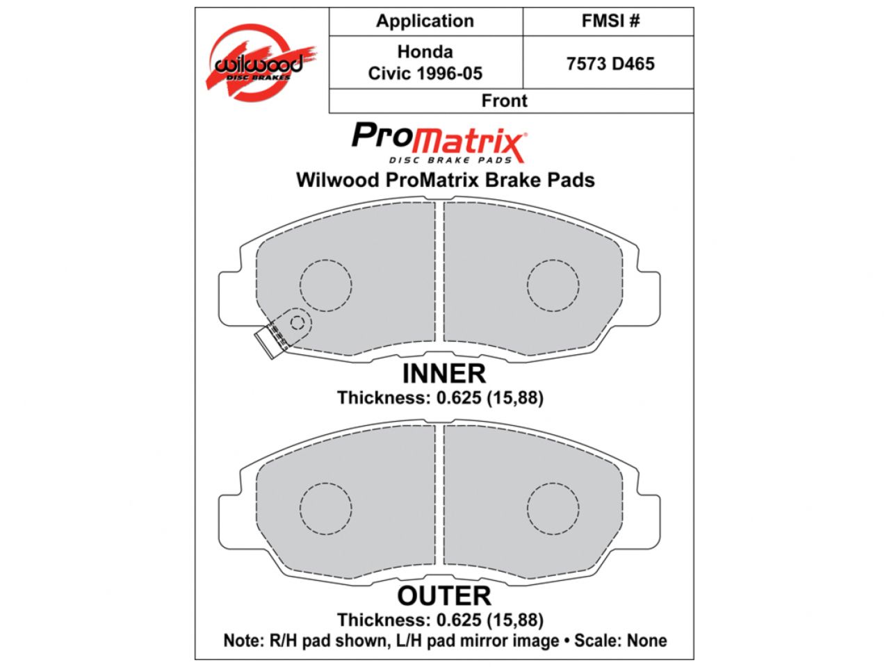 Wilwood Pad Set,Promatrix,D465