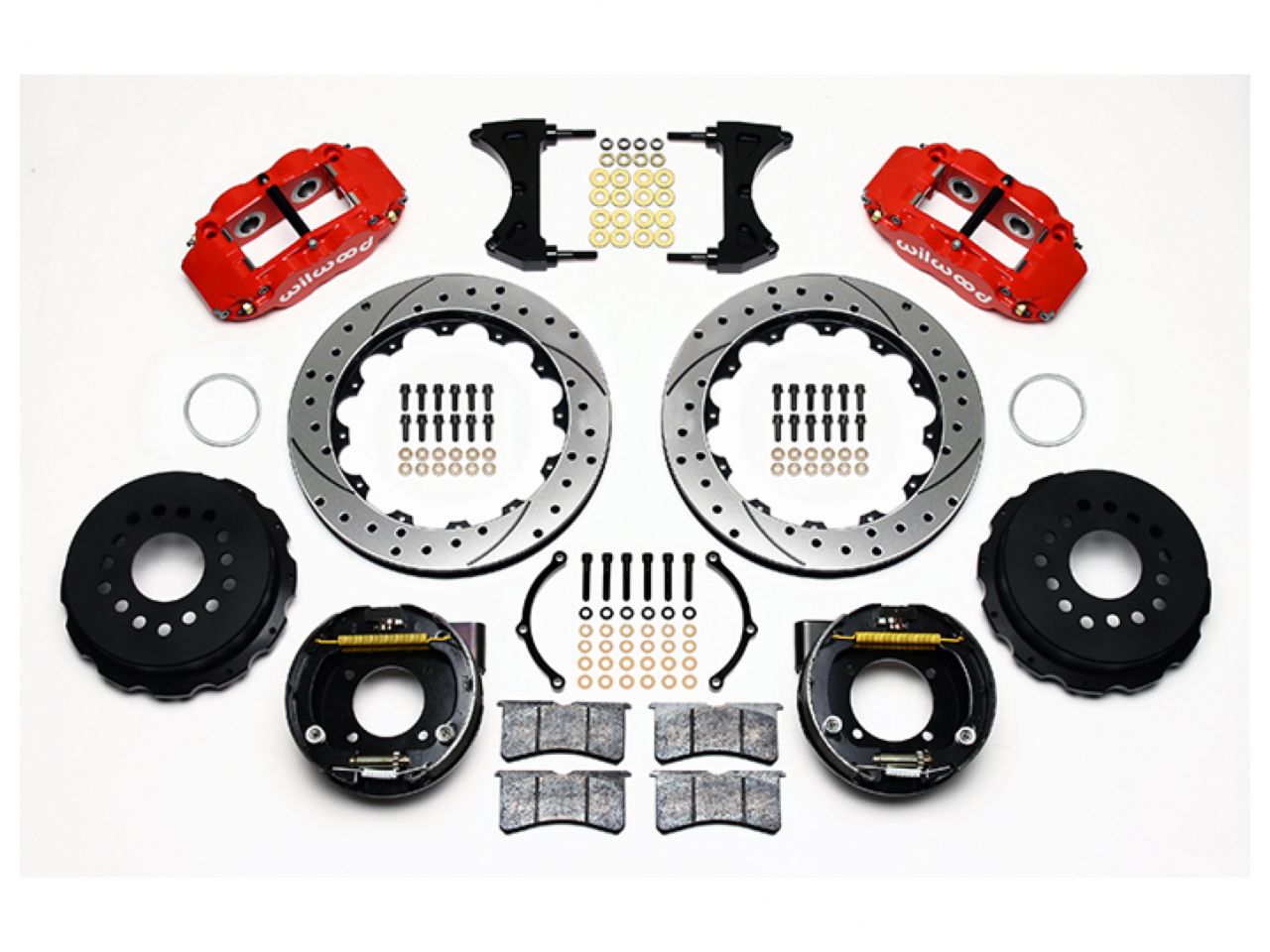 Wilwood FNSL4R Rear P-Brk Kit,12.88",Drilled,Red Chevy 12 Bolt w/ C-Clips