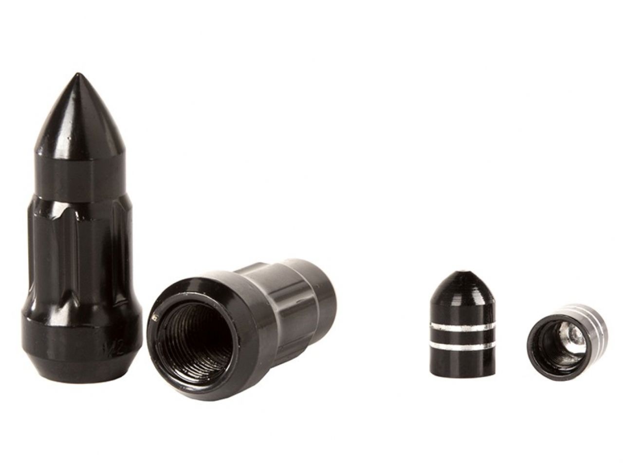 Rugged Ridge Wheel Lug Nut/Valve Stem Cap Kit,Bullet Style,Black