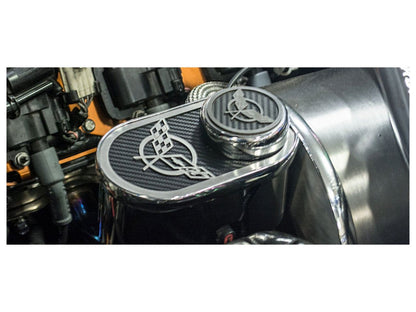 American Car Craft (ACC) 1997-2004 C5 Corvette-Master Cylinder Cover,Carbon Fiber Crossed Flags