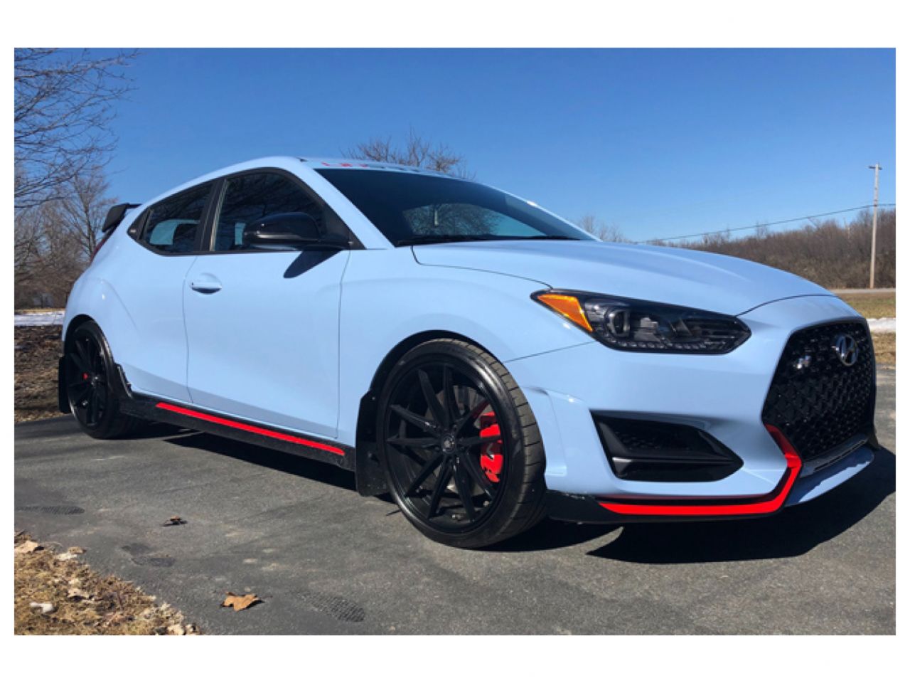 Rally Armor 2019 Hyundai Veloster N White UR Mud Flap Black Logo