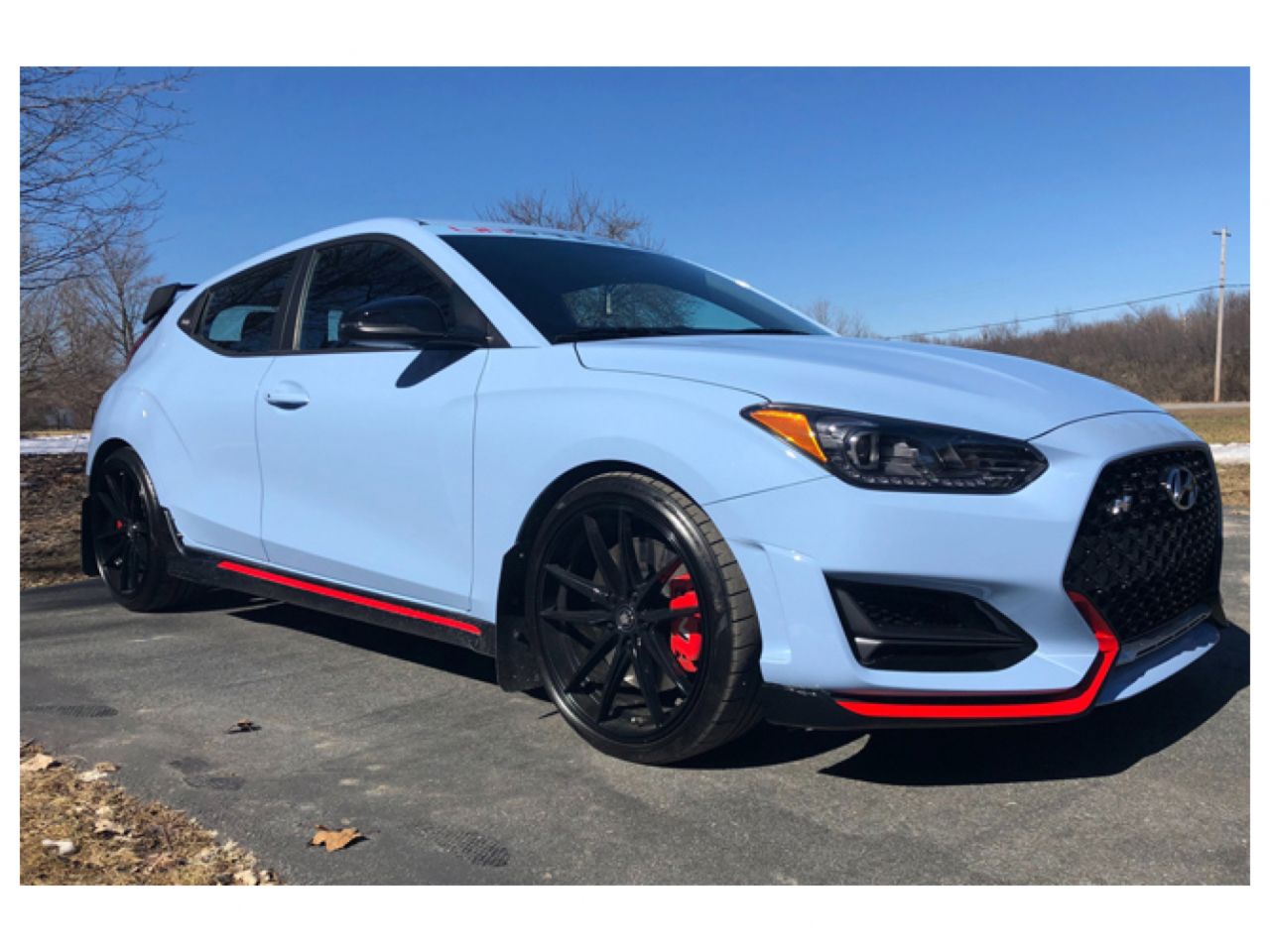 Rally Armor 2019+ Hyundai Veloster N UR Black Mud Flap w/ White Logo