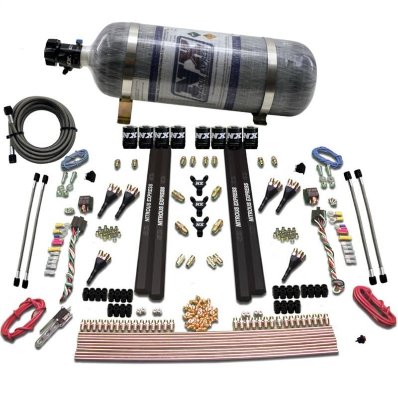 Nitrous Express 6 Cyl SX2 Dual Stage Nozzle Nitrous Kit w/12lb Bottle 90096-12 Main Image