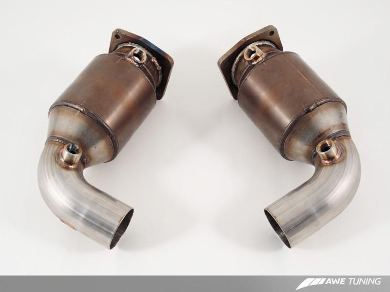 AWE Tuning Porsche 997.2TT Performance High Flow Cat Sections for OE Muffler 3010-11084 Main Image