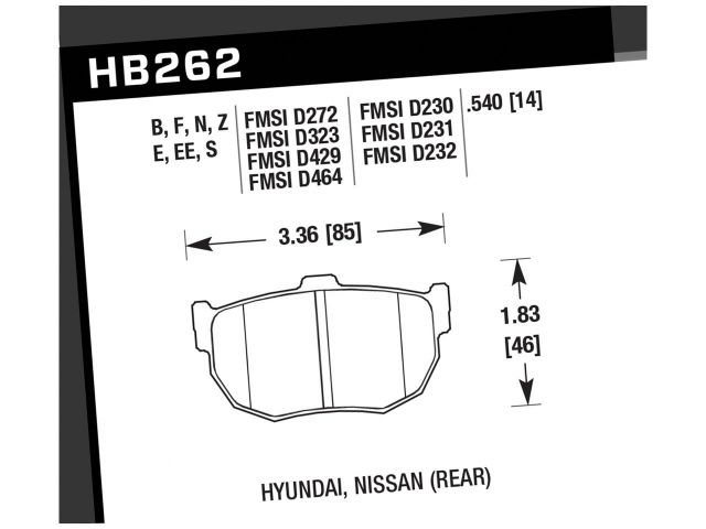 Hawk Street HPS Brake Pads Rear Hyundai Elantra Base 1999-2000