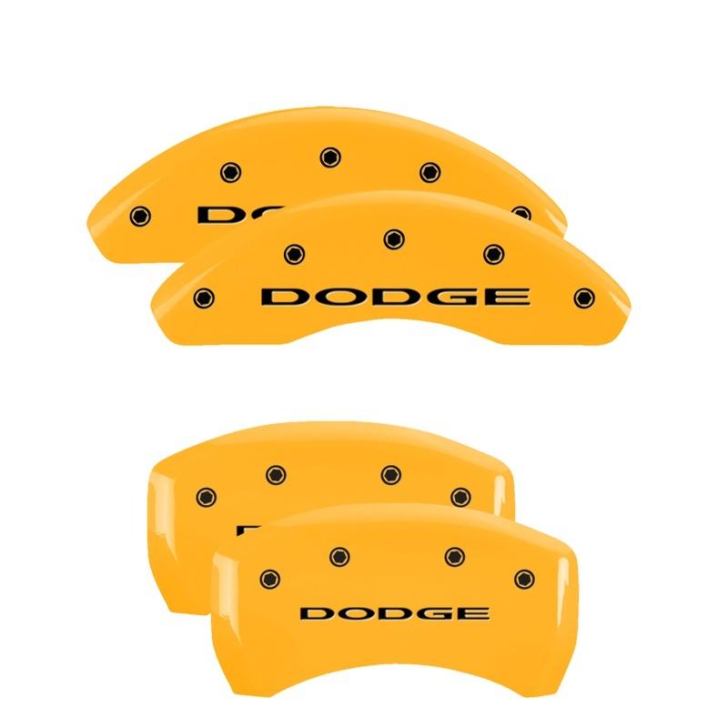 MGP 4 Caliper Covers Engraved Front & Rear With out stripes/Dodge Yellow finish black ch 12199SDD4YL Main Image