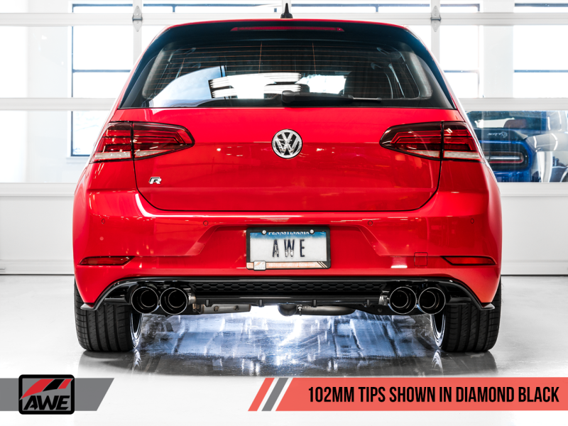 AWE Tuning MK7.5 Golf R SwitchPath Exhaust w/Diamond Black Tips 102mm 3025-43070