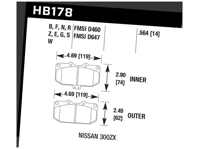 Hawk Street HPS Brake Pads Front Nissan 300ZX Base 1994-1996