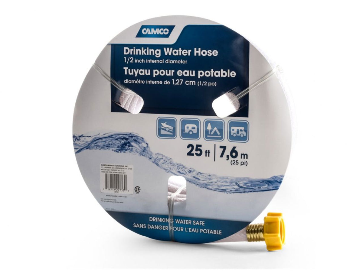 Camco TastePURE 25-Ft RV Drinking Water Hose - Lead Free, BPA Free PVC Hose