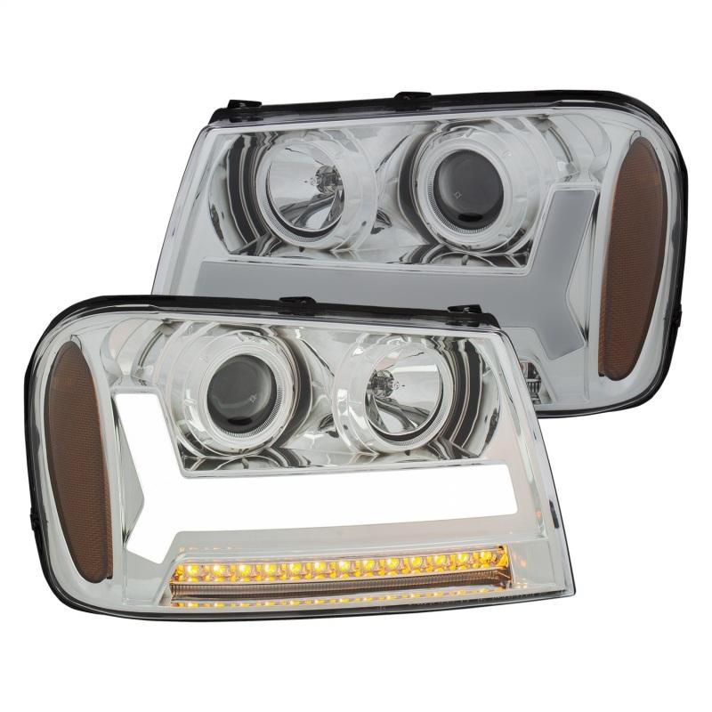 ANZO 2006-2009 Chevrolet Trailblazer Projector Headlights w/ Plank Style Design Chrome w/ Amber 111391 Main Image